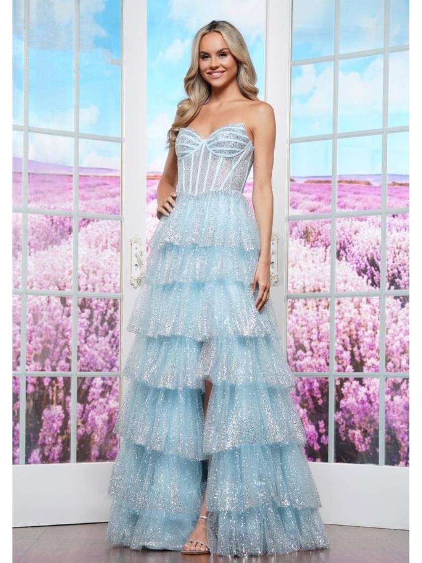 Prom Dresses Long Ball Gown Formal Ruffle Prom Dress Light Blue