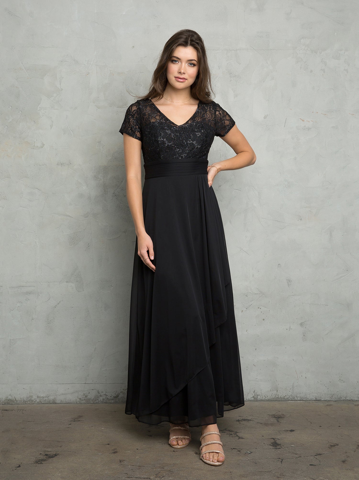 Black Eva Fashion 3486 Long A Line Formal Mother of the Bride