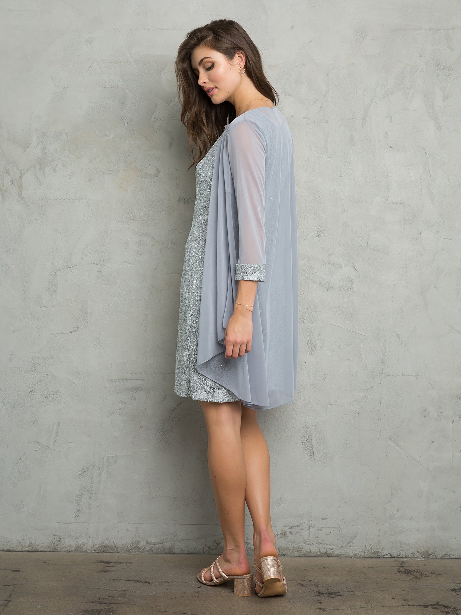 Mother of the Bride Dresses Lace Short Mother of the Bride Dress Silver