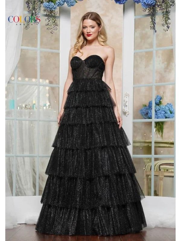 Black Colors 3491 Long Ruffle Formal Gown Prom Dress for $228.0 – The