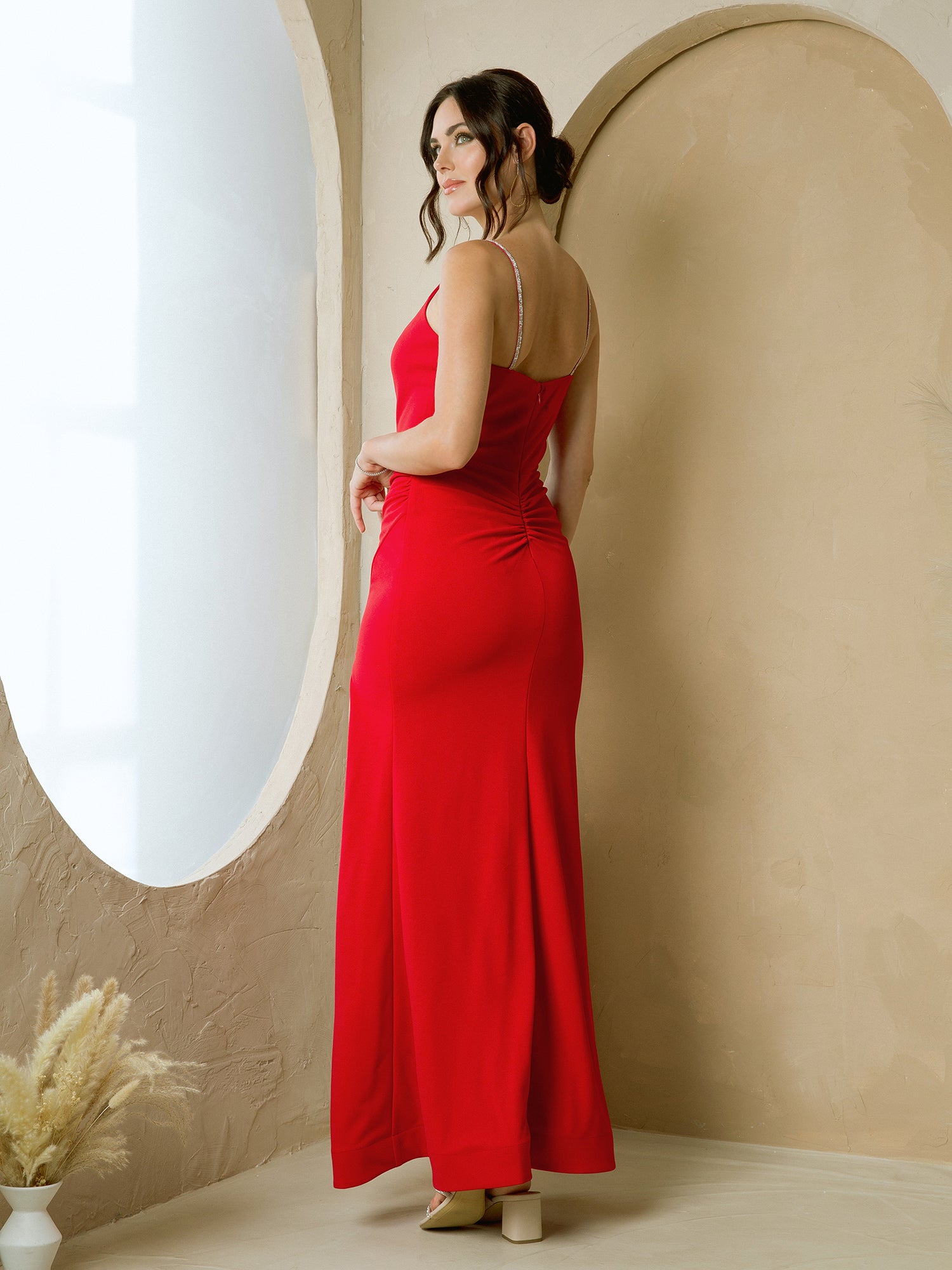 Prom Dresses Long Fitted Formal Slit Prom Dress Red