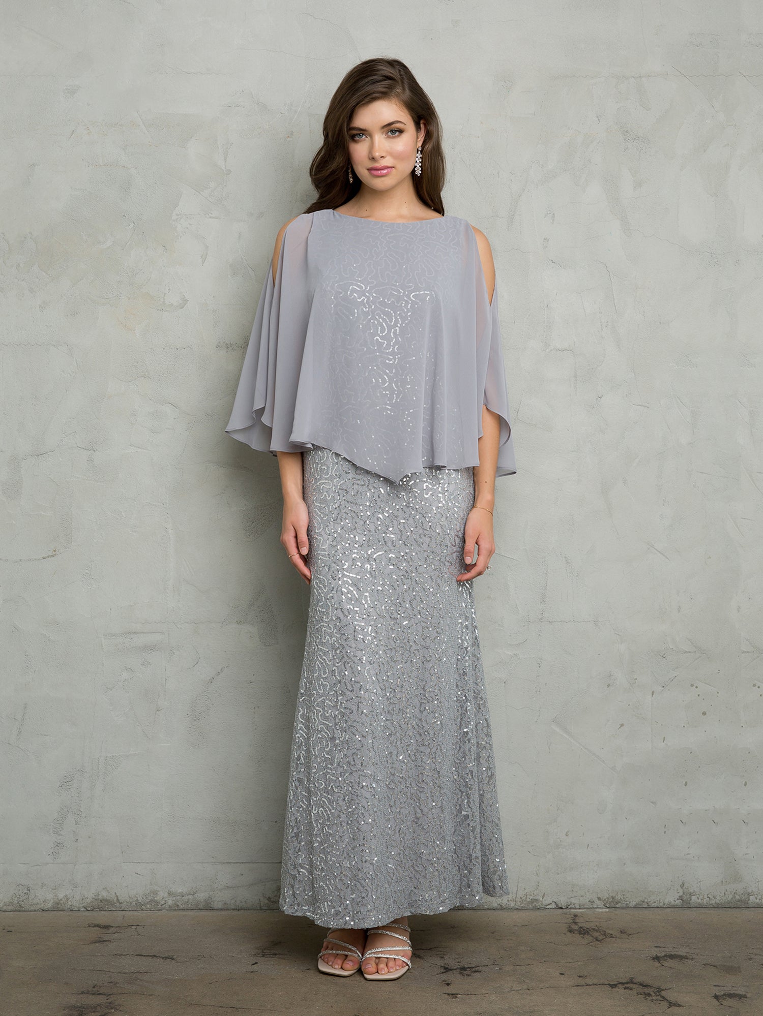 Mother of the Bride Dresses Sequin Lace Long mother of the Bride Dress Silver