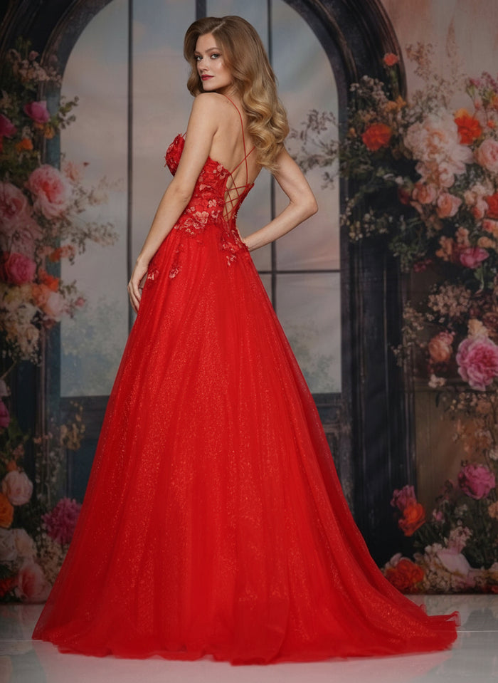 Prom Dresses Long Formal Floral Top Prom Dress Red