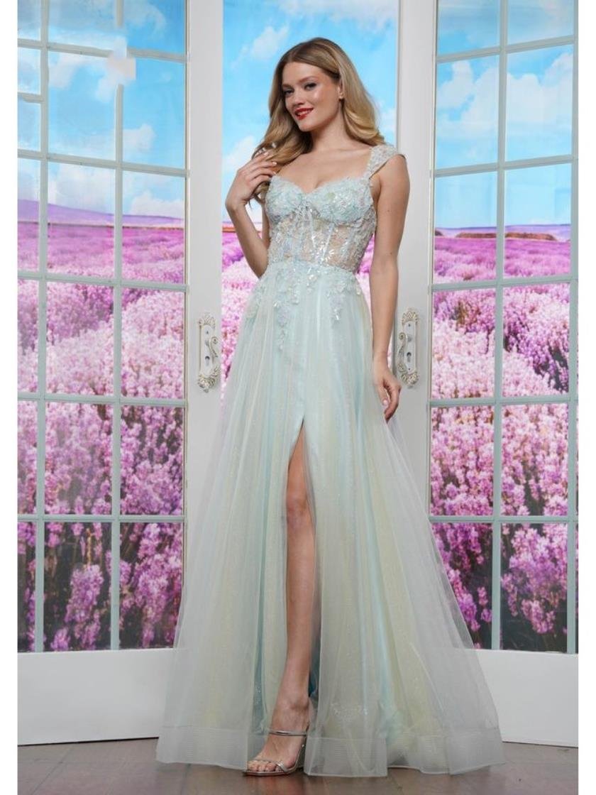 Prom Dresses Fitted Long Formal Evening Prom Dress Mint Yellow