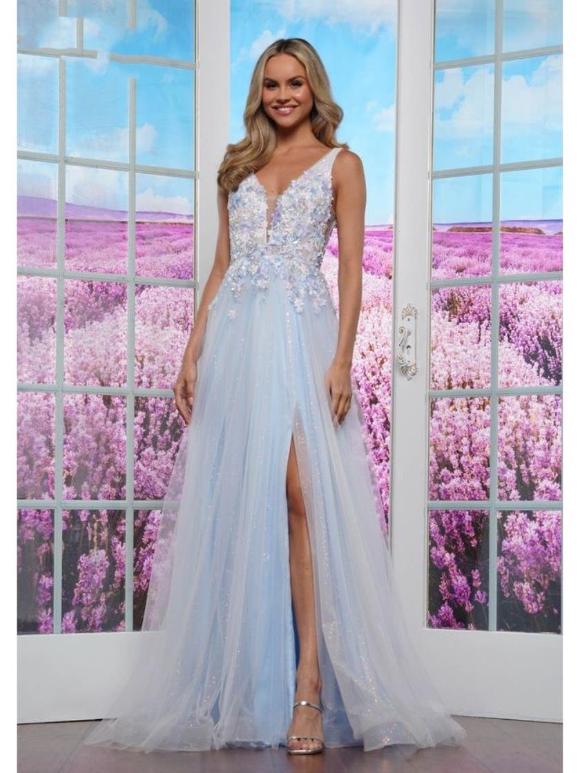 Prom Dresses Long Formal Floral Prom Dress Blue