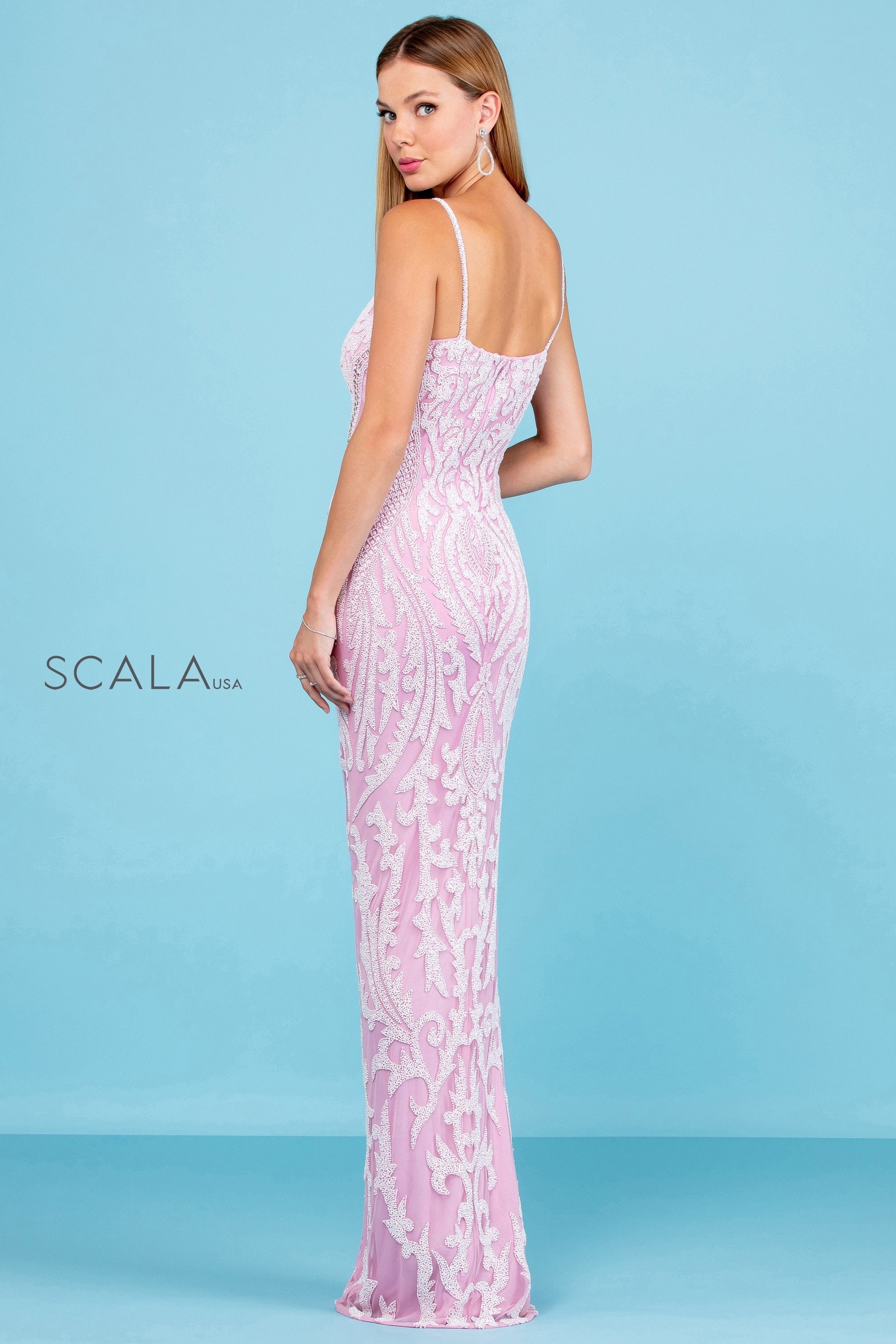 Prom Dresses Sequin Long Formal Beaded Prom Dress Bubblegum/Pearl