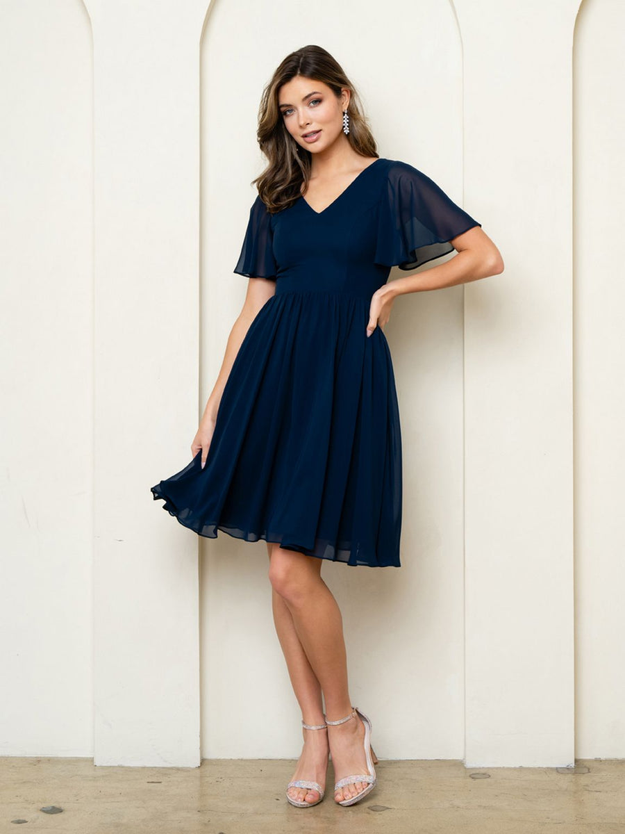 Cocktail Dresses Knee Length A Line Cocktail Dress Navy