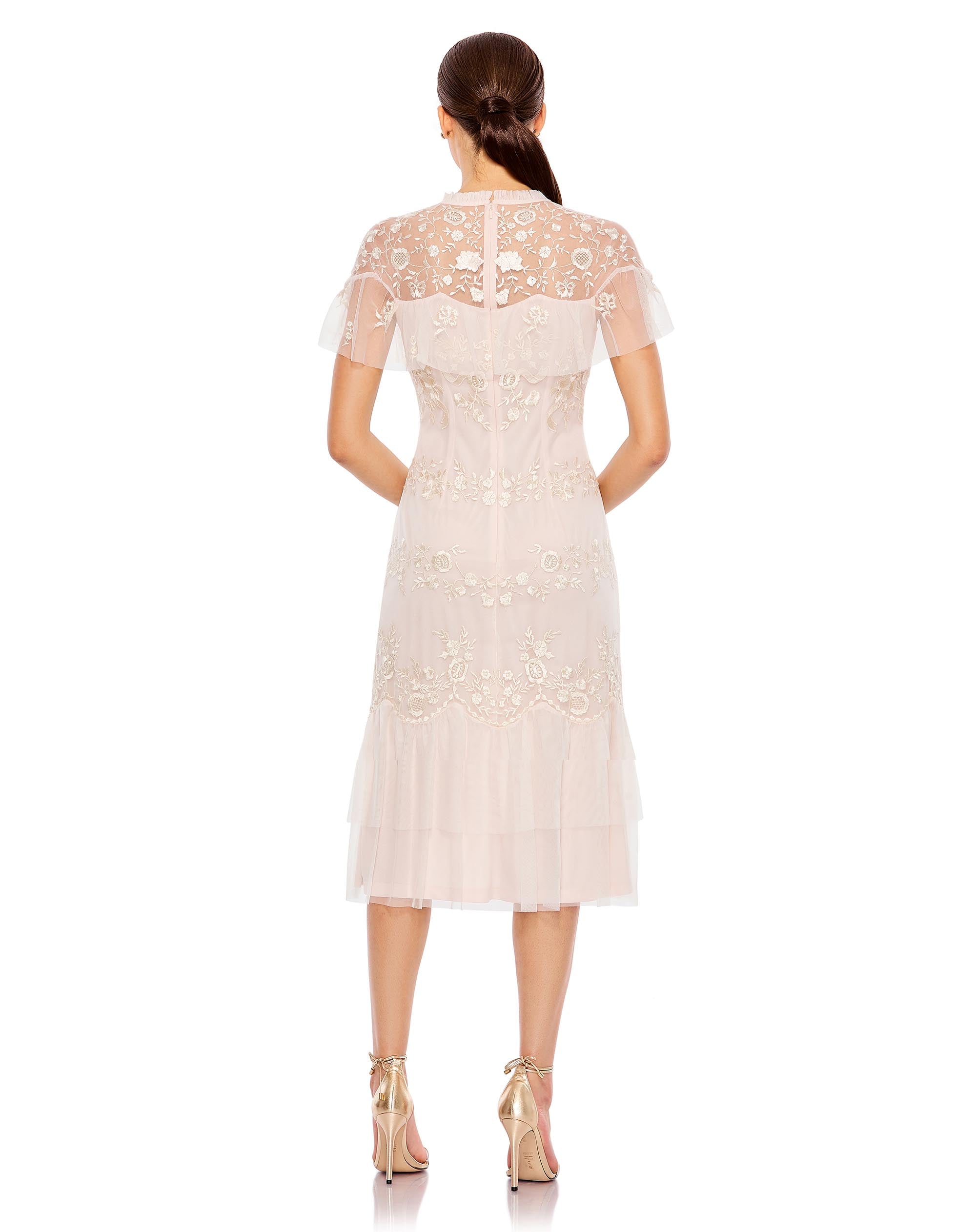 Cocktail Dresses Short Tirered Cocktail Midi Dress Blush