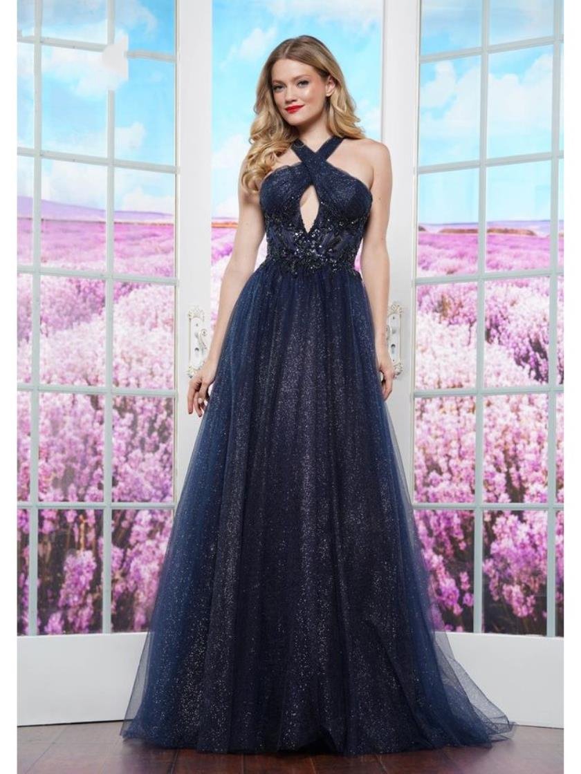 Prom Dresses Formal Crossed Ball Gown Long Prom Dress Navy