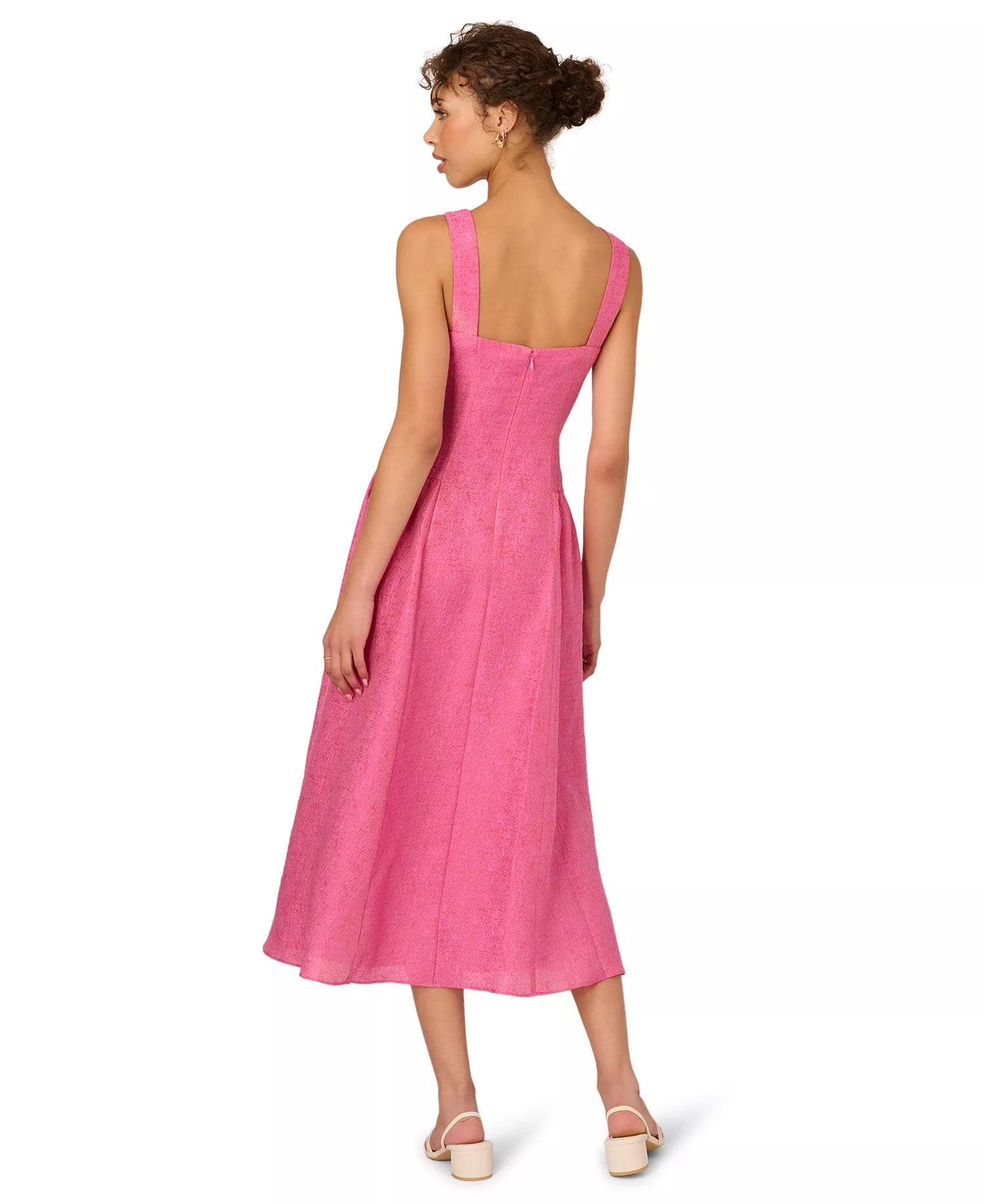 Square Midi Satin Occasion A-Line Dress Adrianna Papell AD3D106308