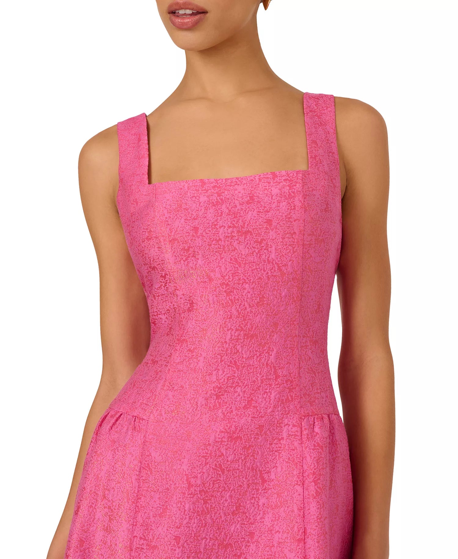Square Midi Satin Occasion A-Line Dress Adrianna Papell AD3D106308