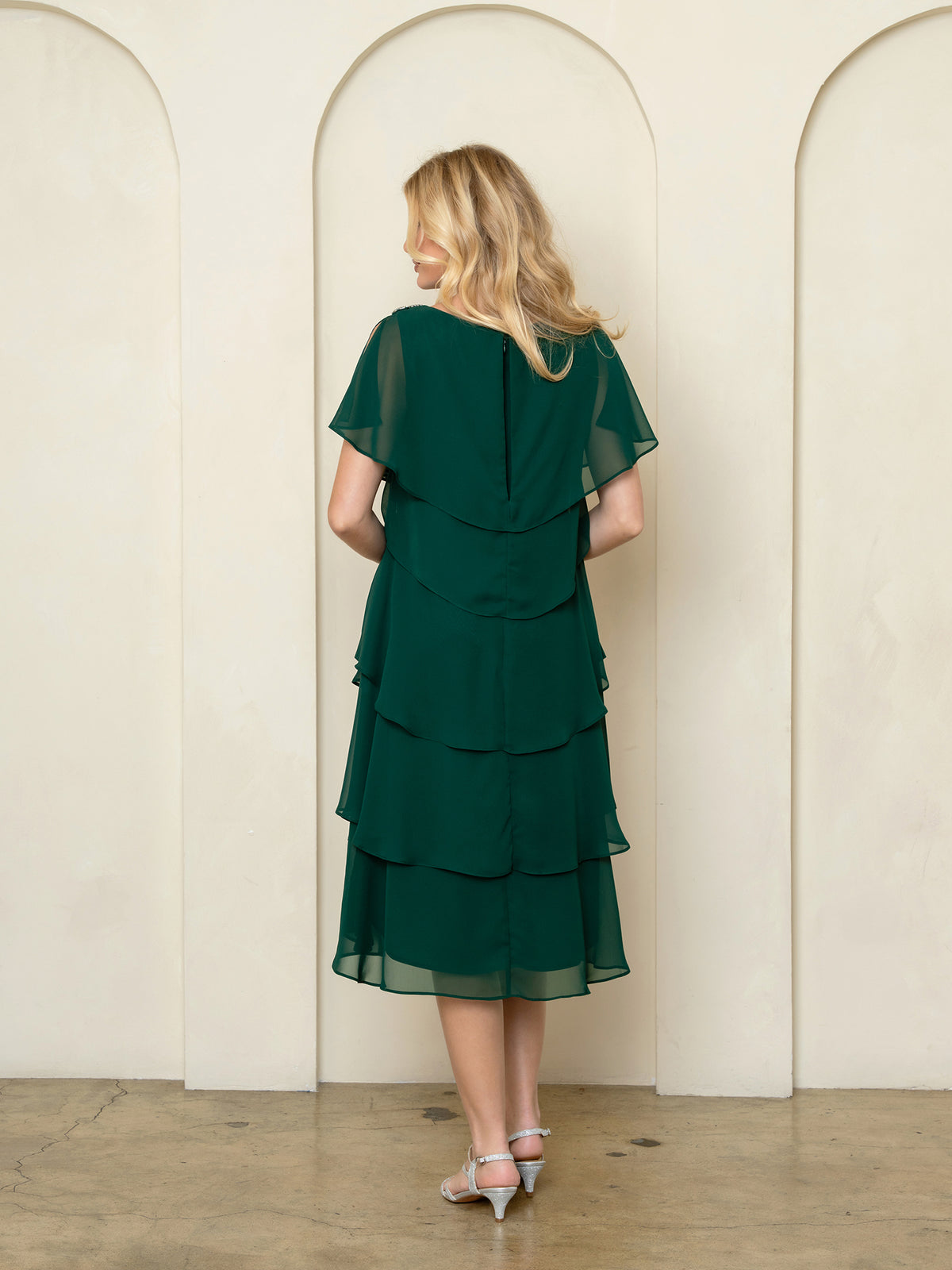 Mother of the Bride Dresses Ruffle Tea Length Cocktail Dress Hunter Green