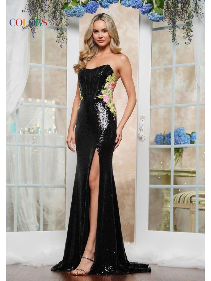 Black Colors 3536 Formal Floral Fitted Long Prom Dress for $358.0 – The