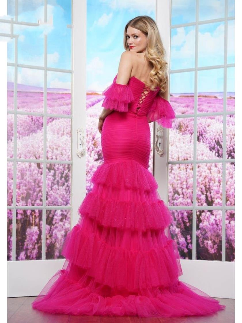 Prom Dresses Long Formal Fitted Ruffle Prom Dress Fuchsia