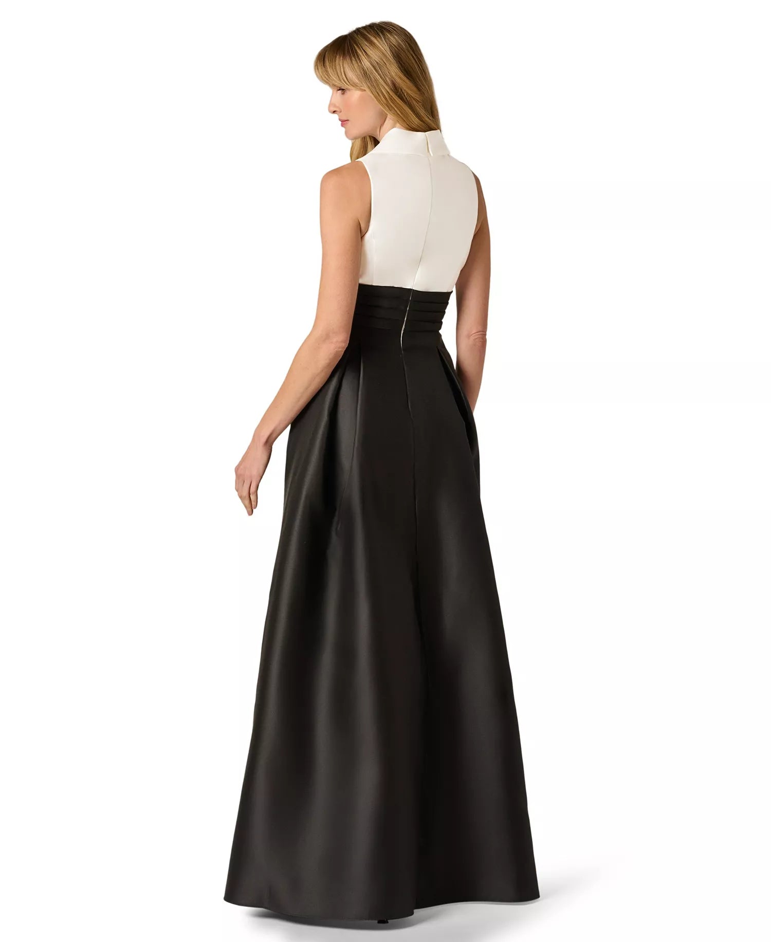 Crew/High-Neck Floor-Length Satin Occasion Ball Gown Adrianna Papell AP1E212826