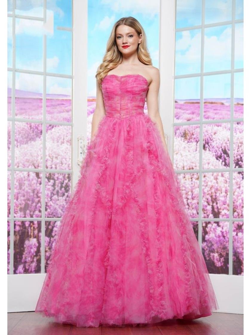 Prom Dresses Long Print Mesh Formal Prom Dress Watermelon