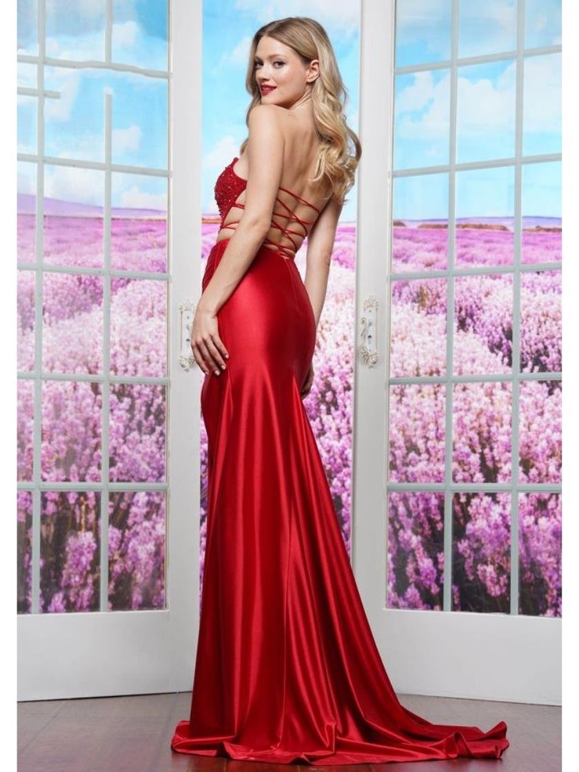 Prom Dresses Long Formal Satin Fitted Prom Dress Red
