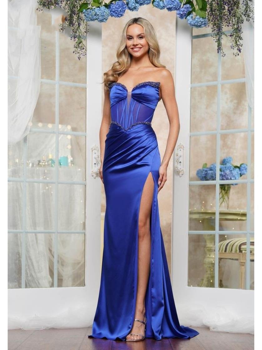Prom Dresses Long Beaded Bust Fitted Formal Prom Dress Royal