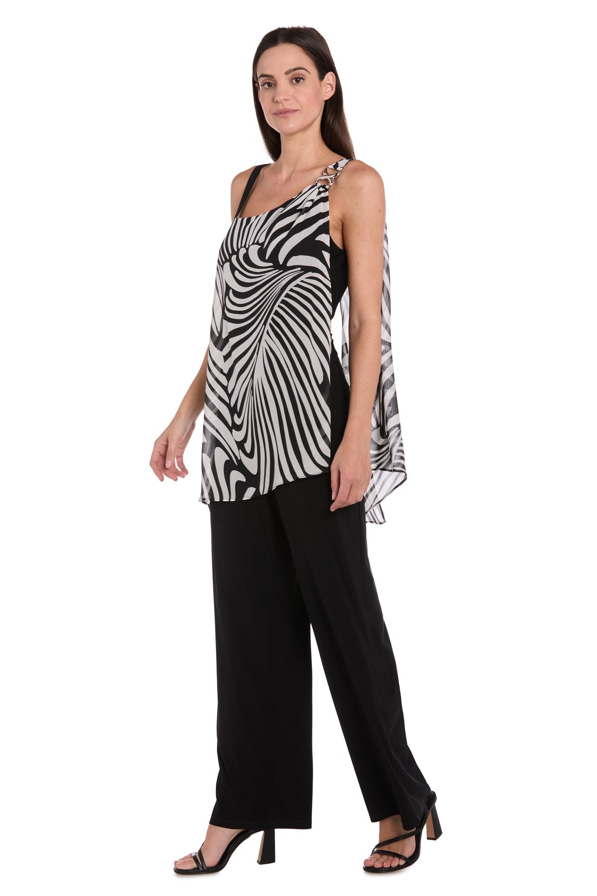 Jumpsuit Long Print Formal Petite Jumpsuit Black/White