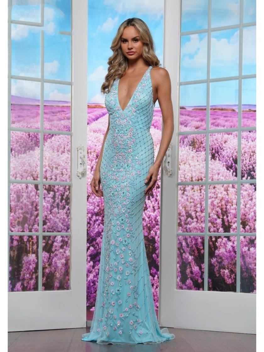 Prom Dresses Long Floral Beaded Fitted Formal Prom Dress Tiffany