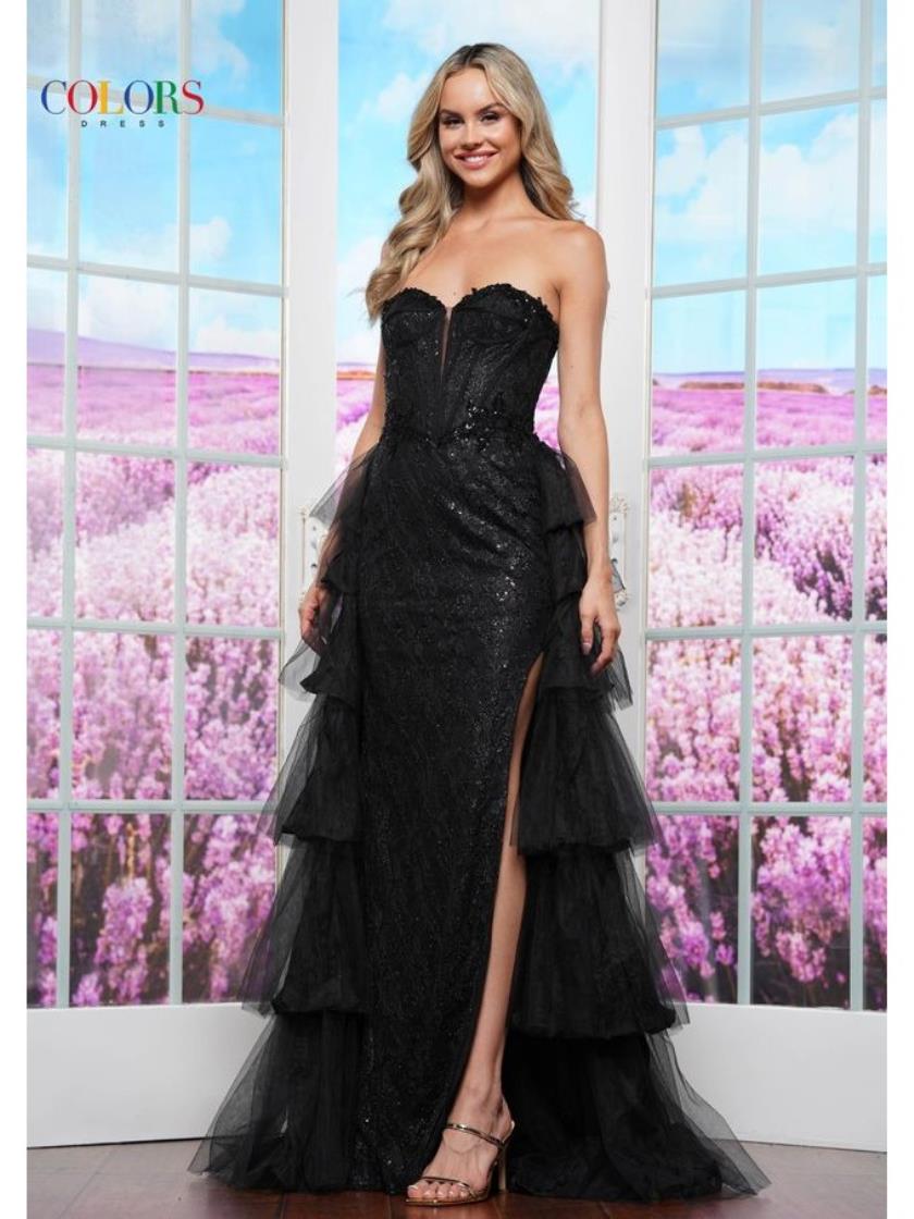 Black Colors 3565 Long Sequin Fitted Formal Evening Prom Dress for $398