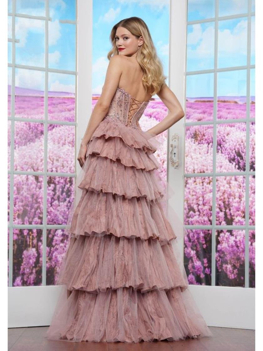 Prom Dresses Long Sequin Fitted Formal Tulle Skirt Prom Dress Mauve