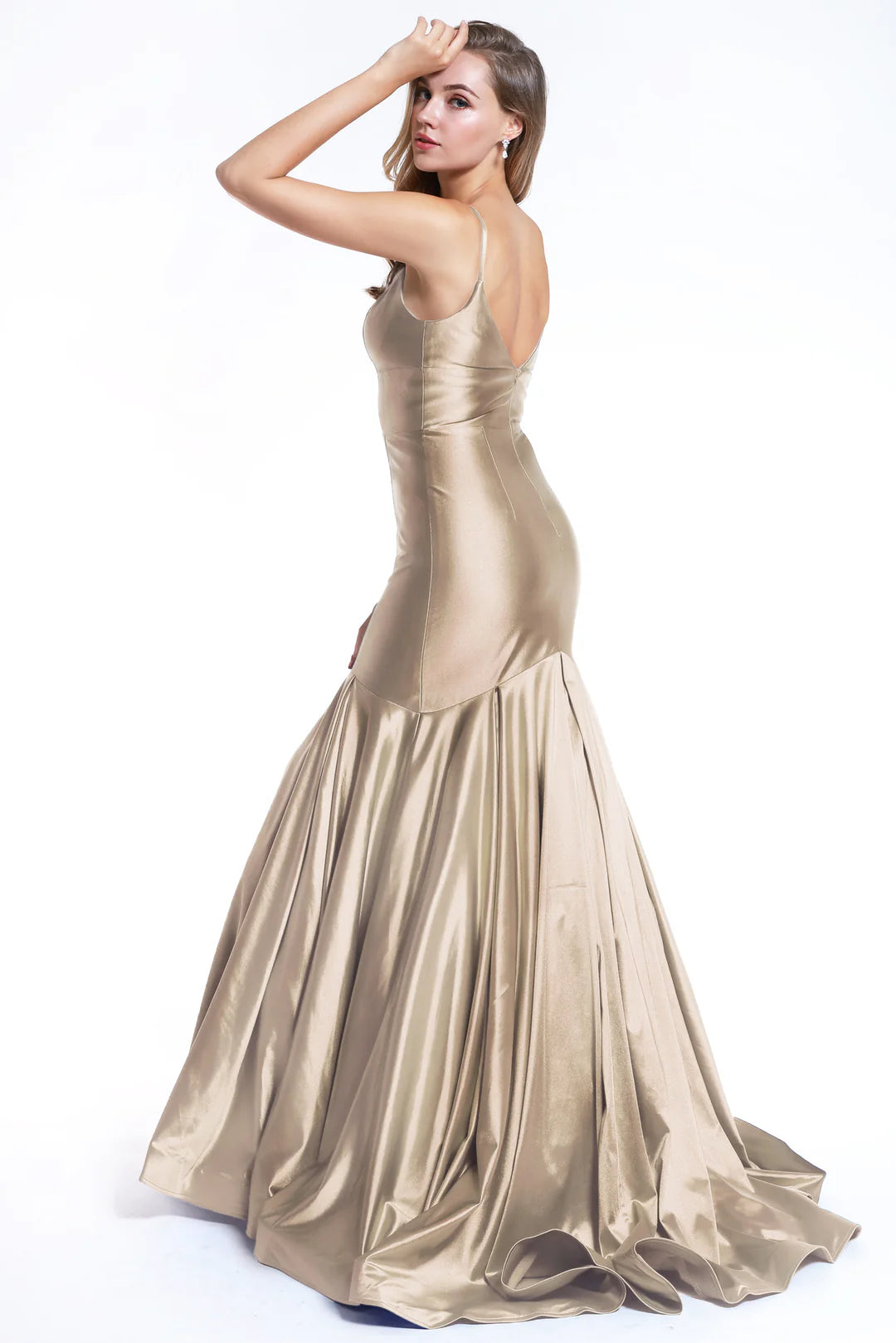 Prom Dresses Long Mermaid Formal Evening Prom Gown Gold