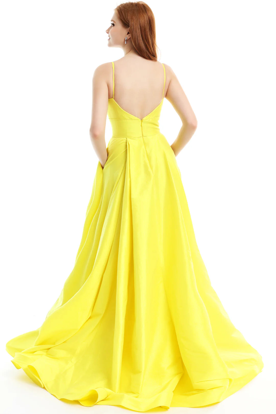 Prom Dresses Long A Line Formal Slit Prom Dress Yellow