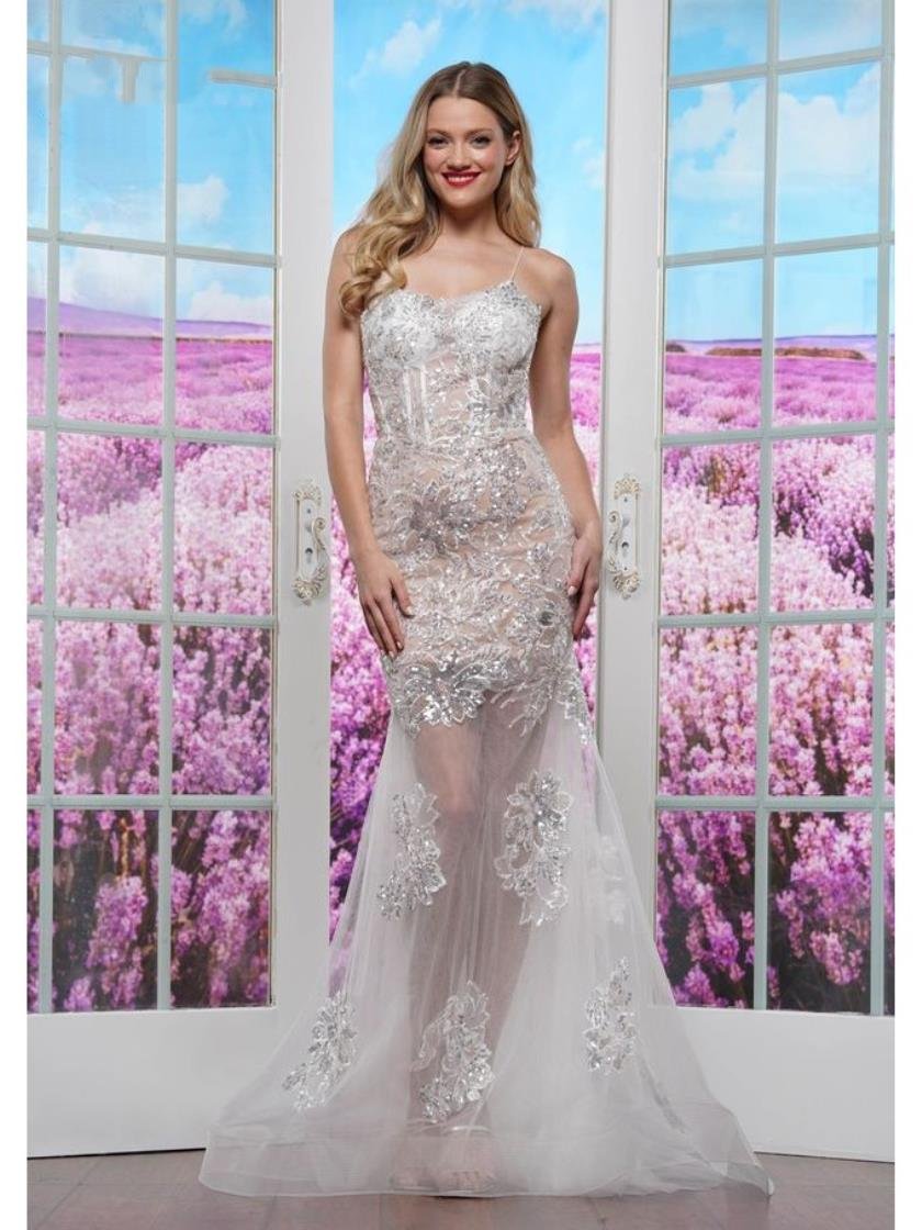 Prom Dresses Long Formal Fitted Applique Prom Dress White