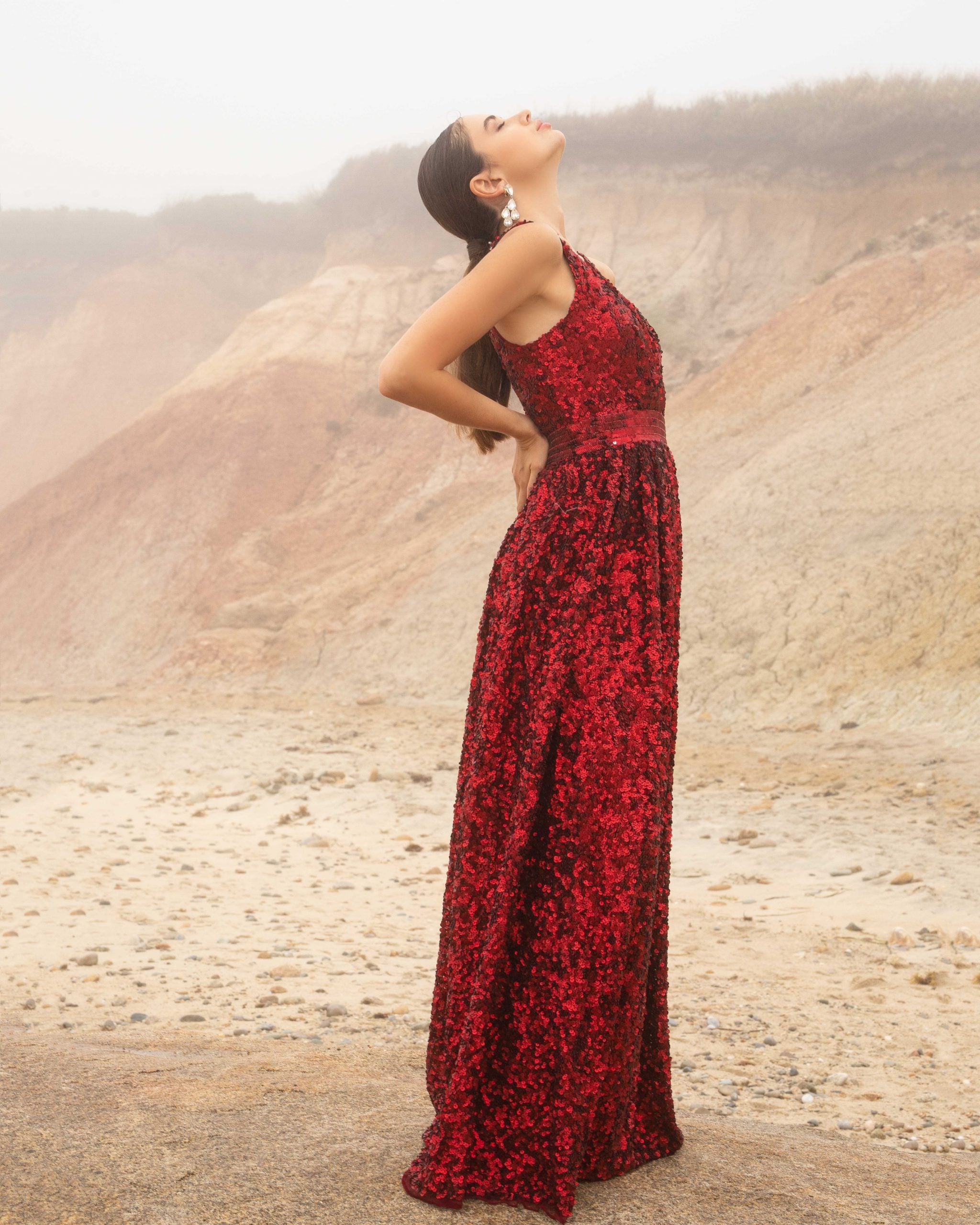 V-Neck Floor-Length Sequin Formal A-Line Gown - Primavera Couture PC3587