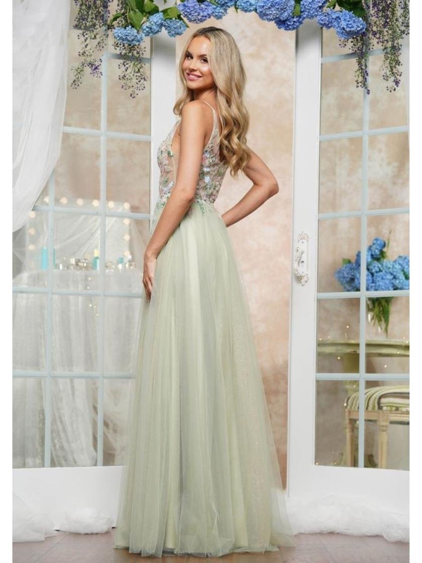 Prom Dresses Fitted Long Formal Slit Prom Dress Sage