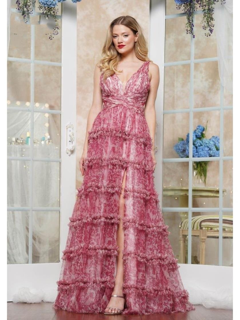Prom Dresses Formal Top Print Prom Dress Burgundy