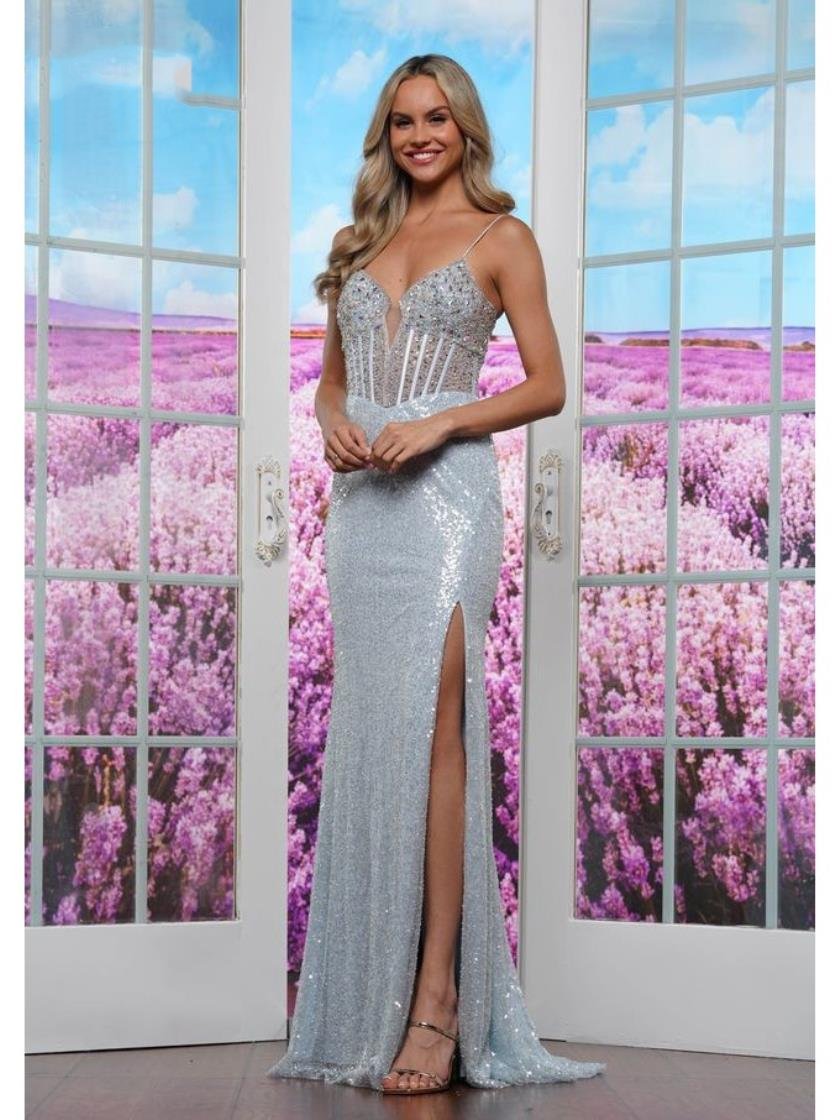 Prom Dresses Long Formal Fitted Evening Prom Dress Light Blue