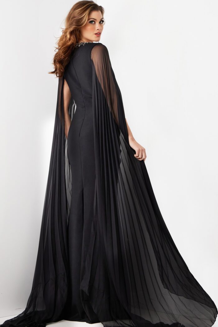 Formal Dresses Long Pleated Embellished Formal Evening Dress Black