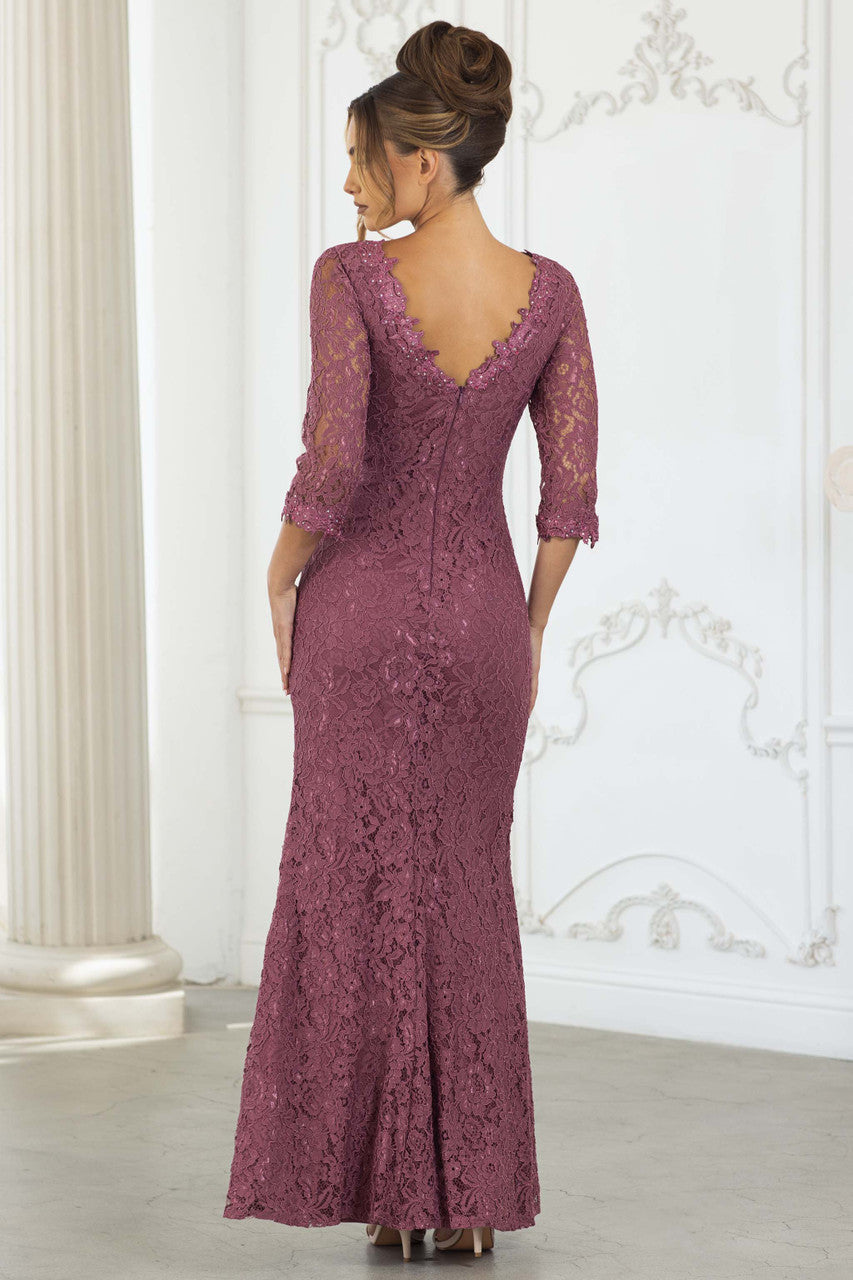 Mother of the Bride Dresses Lace Long Formal Fitted Mother of the Bride Dress Lenovia 8373 Mauve