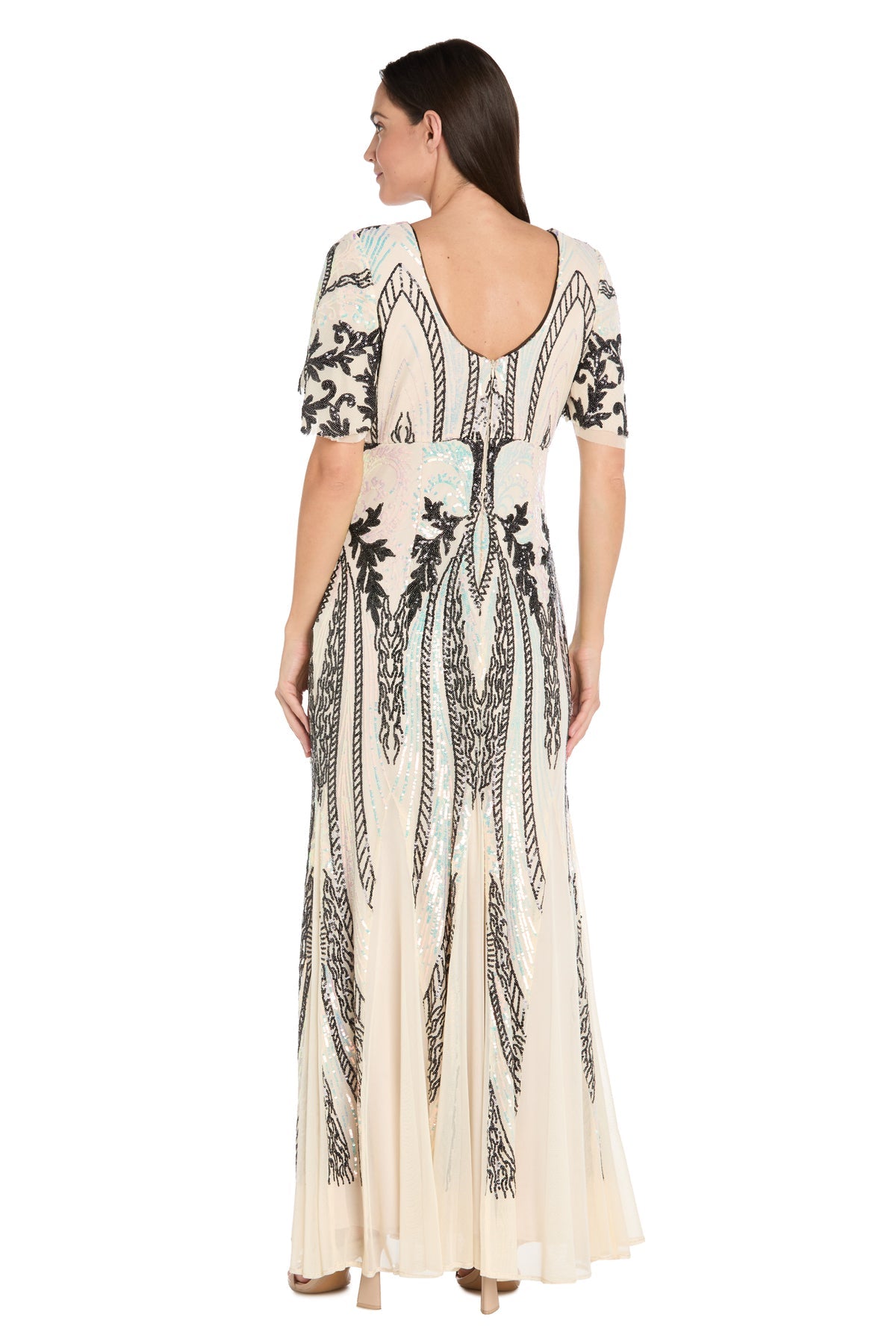 Prom Dresses Print Long Formal Prom Dress Champagne/Black