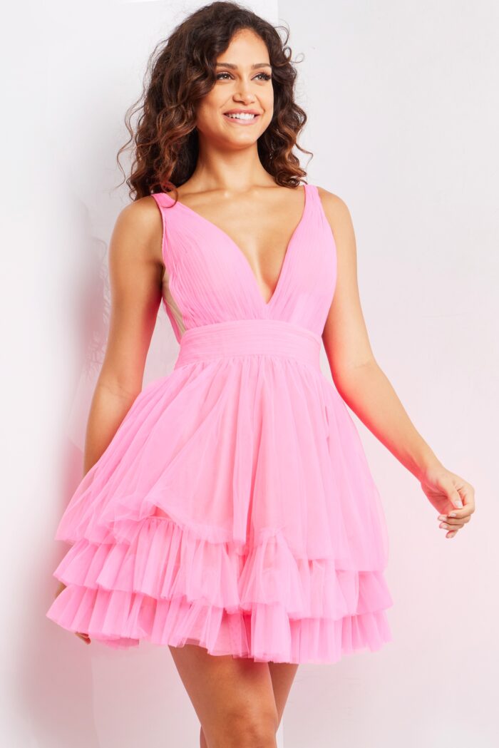 Cocktail Dresses Short Pleated Cocktail Dress Fuchsia