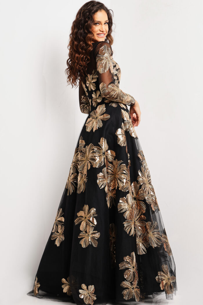 Formal Dresses Beaded Long Sequin Formal Dress Black/Gold