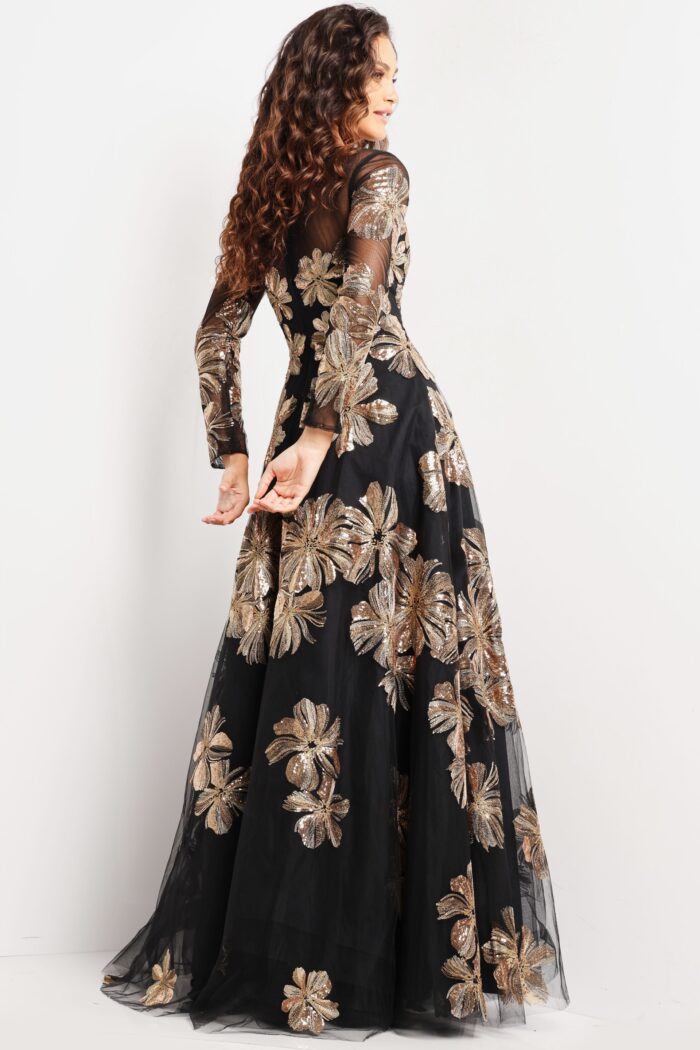 Formal Dresses Beaded Long Sequin Formal Dress Black/Gold