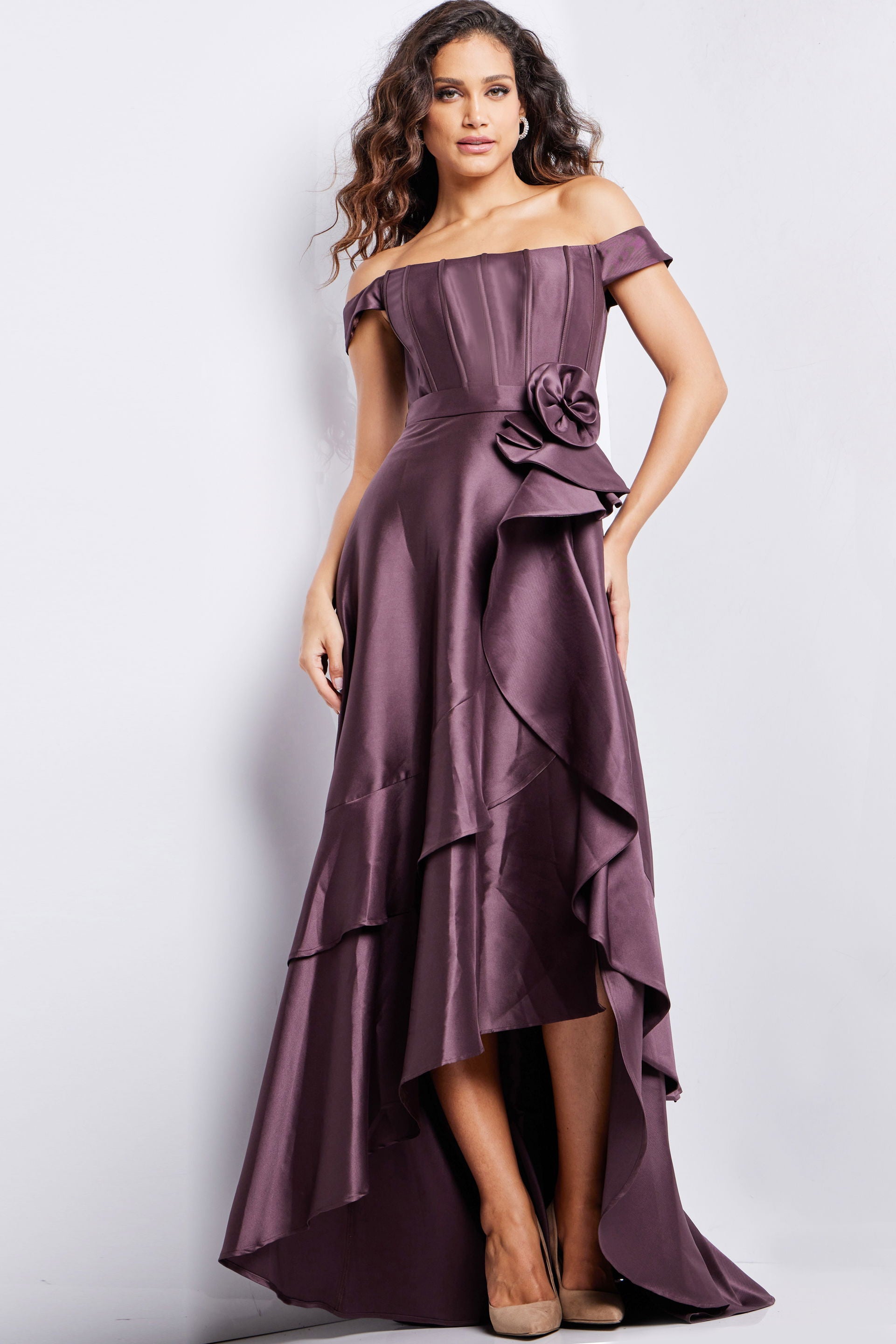 Formal Dresses Hig Low Prom Formal Corset Dress Jovani 37014 Orchid