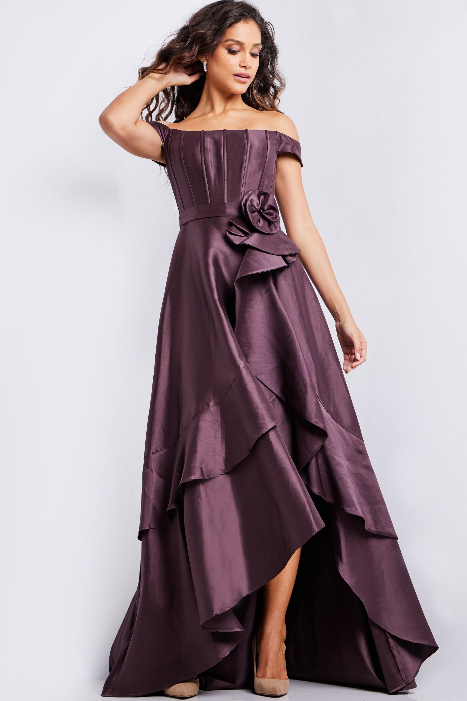 Formal Dresses Hig Low Prom Formal Corset Dress Jovani 37014 Orchid
