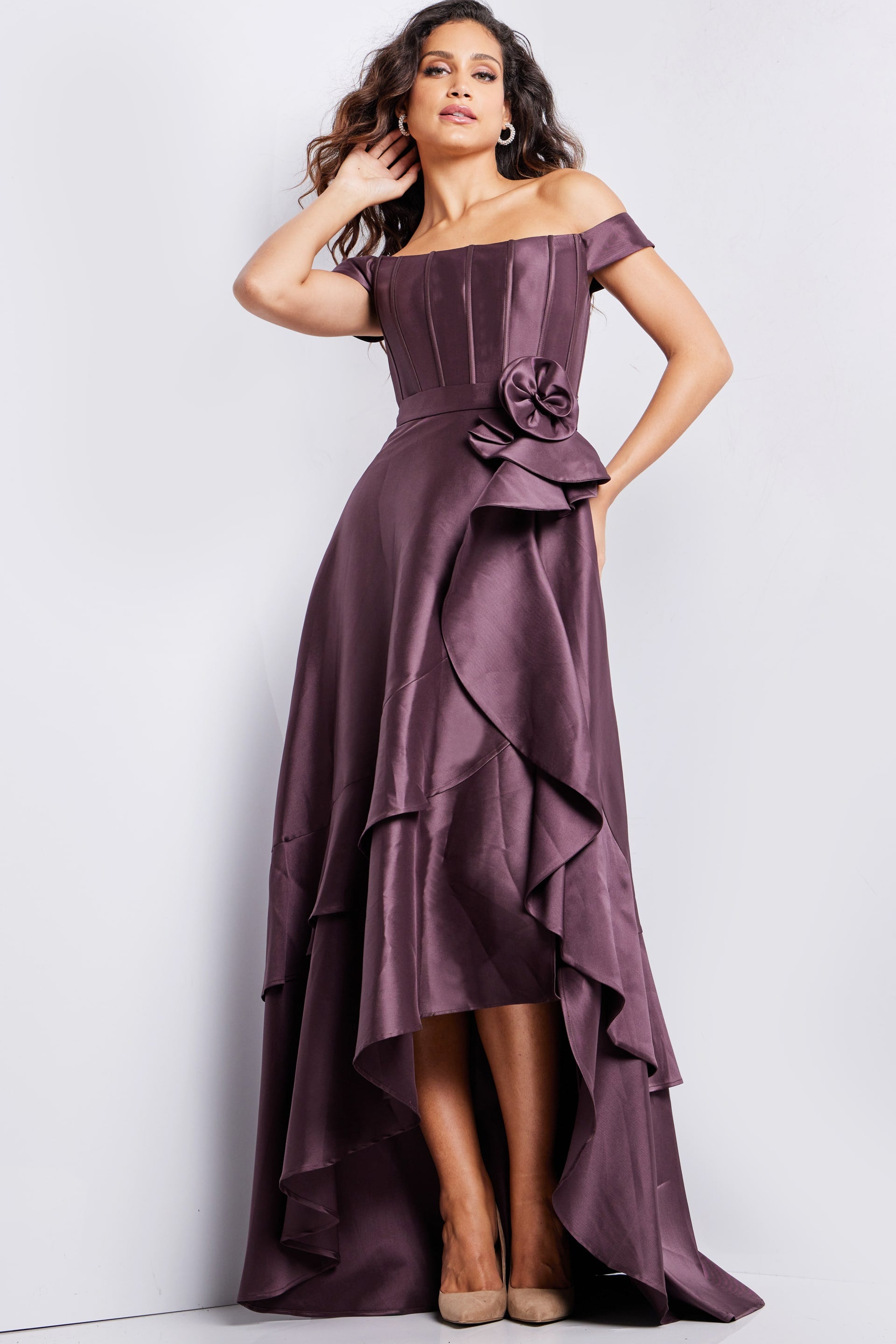 Formal Dresses Hig Low Prom Formal Corset Dress Jovani 37014 Orchid