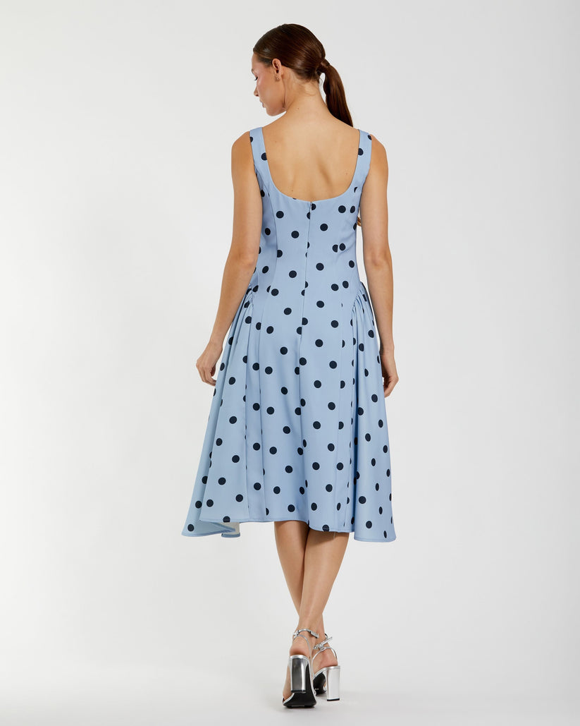 Cocktail Dresses A Line Printed Midi Cocktail Dress Sky Multi