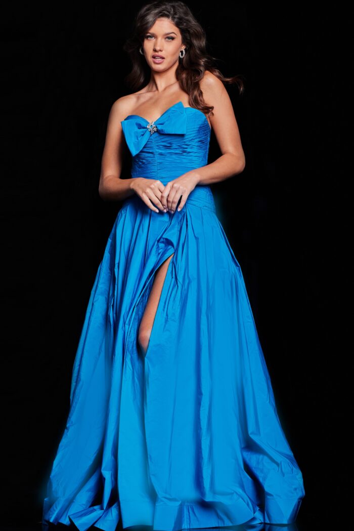 Formal Dresses Long Pleated Formal Slit Evening Dress Peacock