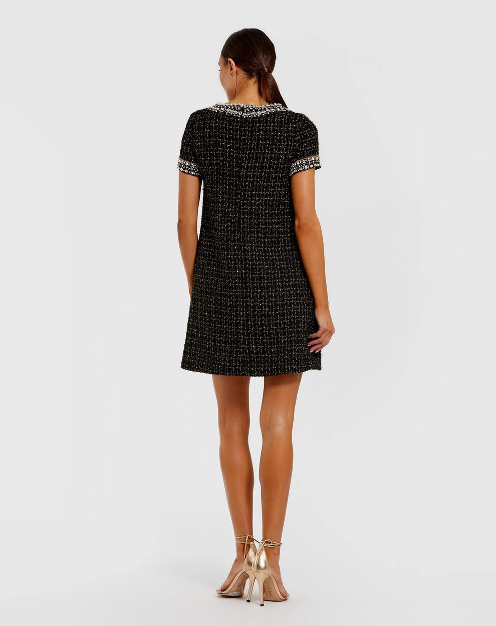 Cocktail Dresses Short Beaded Glitter Cocktail Dress Black Gold