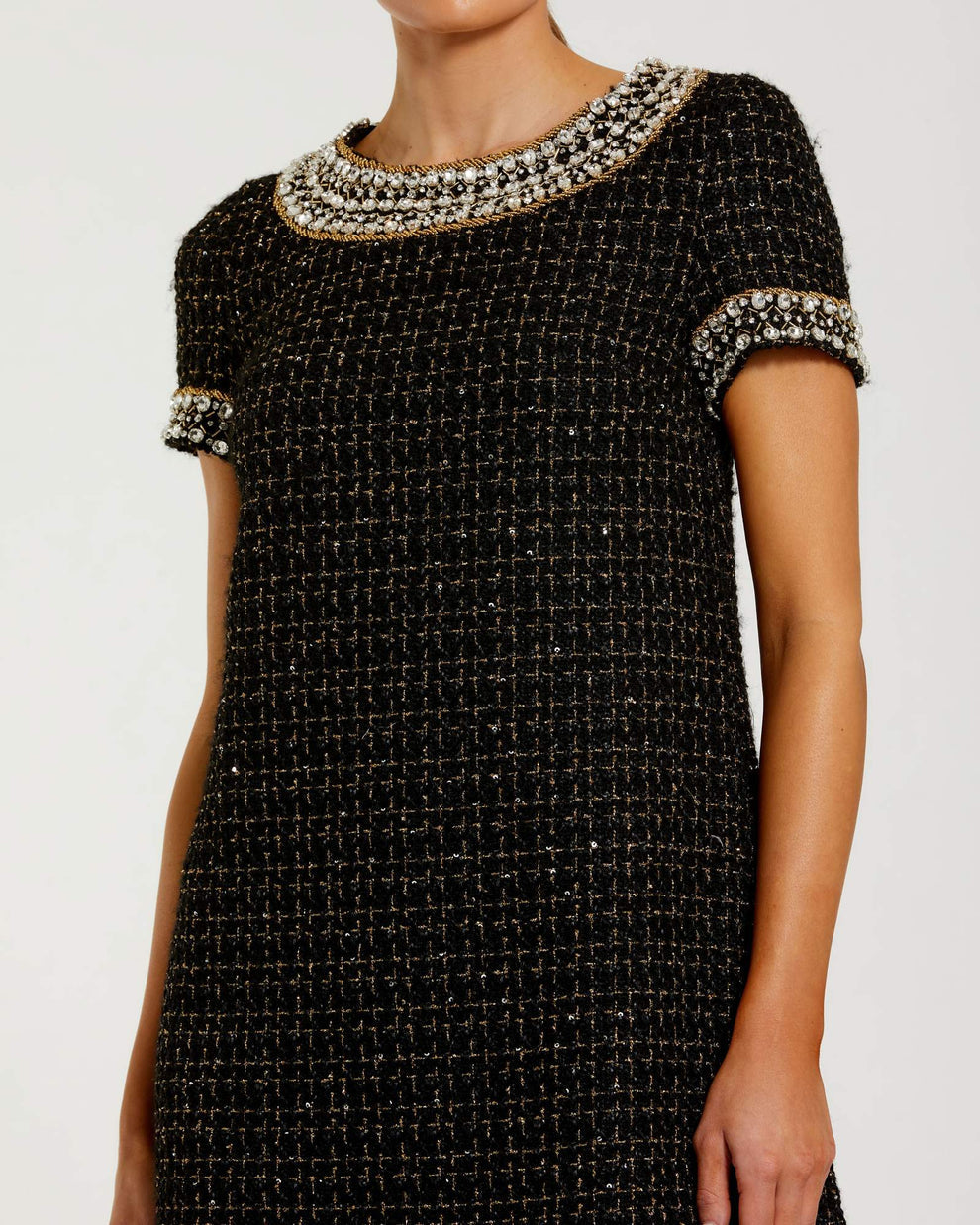 Cocktail Dresses Short Beaded Glitter Cocktail Dress Black Gold