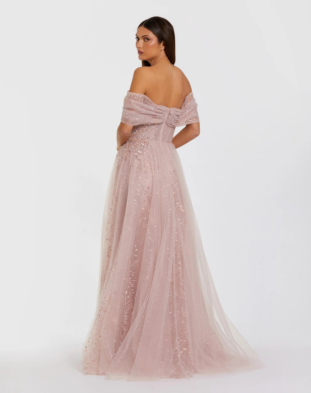 Prom Dresses Long Formal Metallic Ball Gown Prom Dress Mac Duggal 37083 Dusty Rose