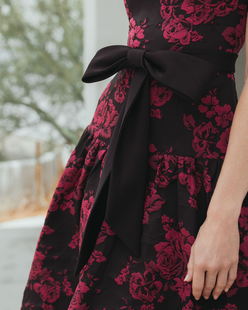 Cocktail Dresses Printed A Line Midi Length Dress Magenta Multi