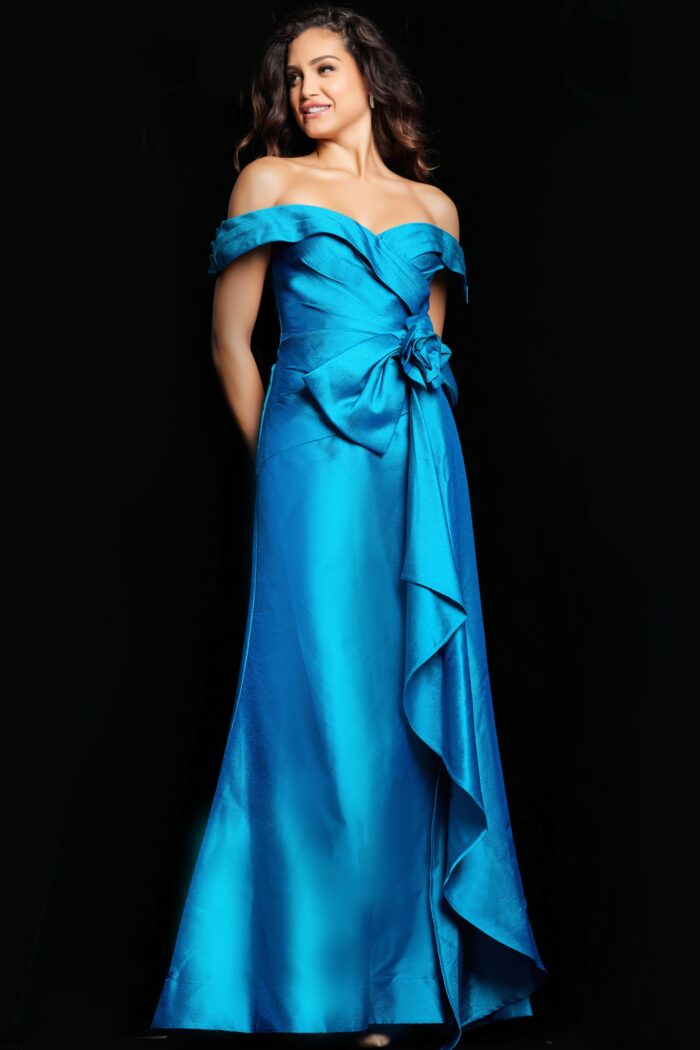 Formal Dresses A Line Long Peacock Ruffle Formal Dress Peacock