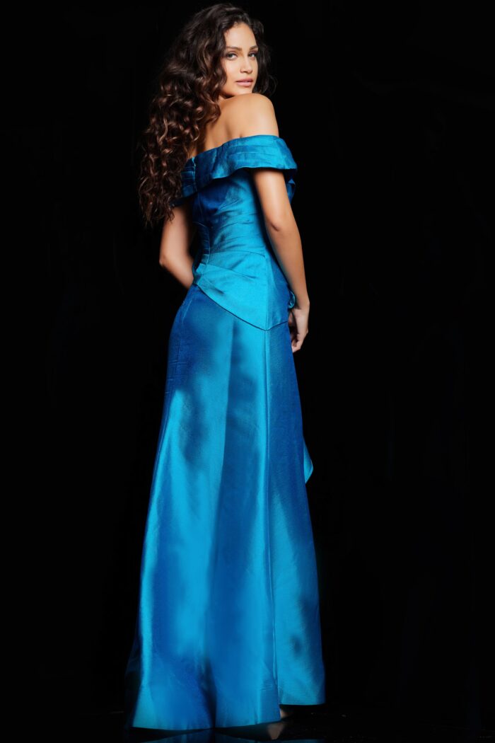 Formal Dresses A Line Long Peacock Ruffle Formal Dress Peacock